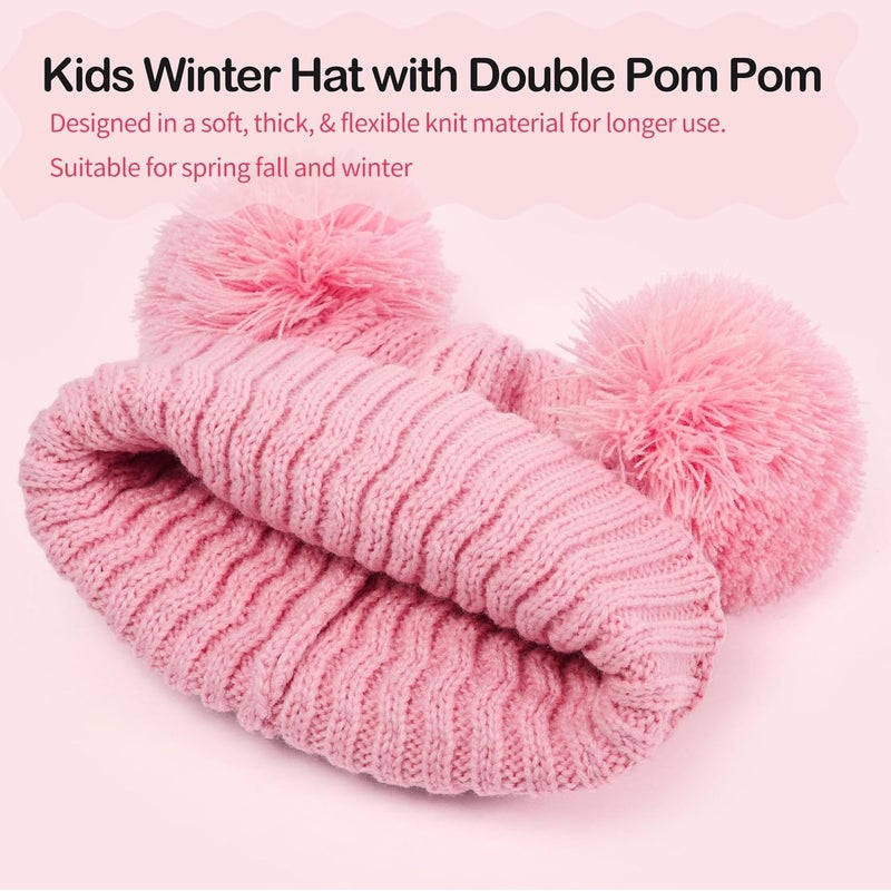 KDVOG Store Kids Winter Hat Warm Knitted Beanies with Double Pom Pom Thick Ski Cap for Boys Girls 7-12 Years - Image 4